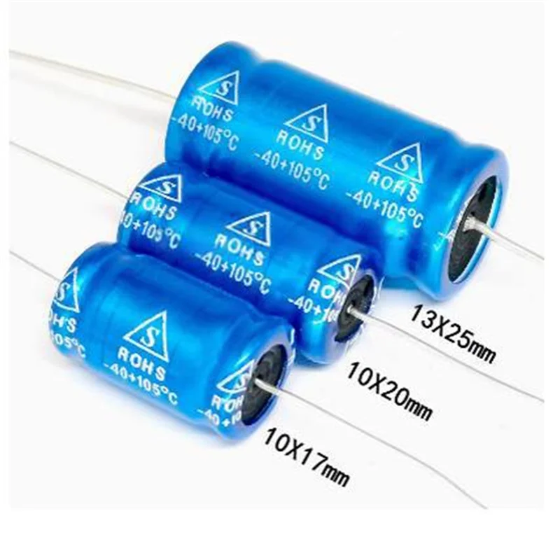 10PCS 2.2/3.3/4.7/6.8/100 μF 100V Tweeter Non-Polar Axial Electrolytic Crossover Horizontal Capacitor