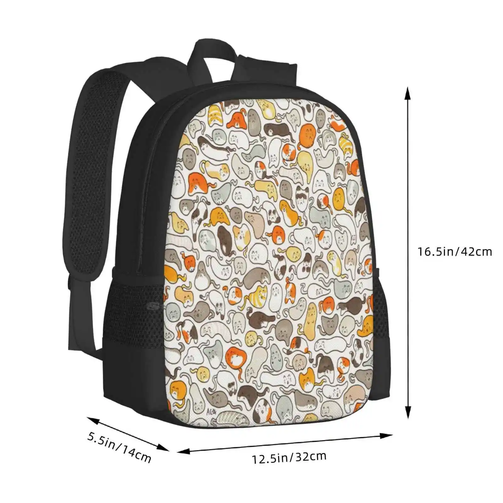 Bolso con diseño de dibujos de gatos, mochila para estudiantes, bonito