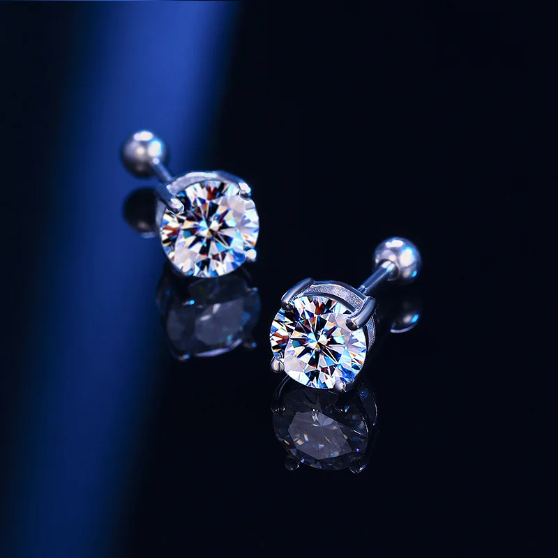 

Female Stud Earrings with 0.05 CT Four Claw Set Moissanite S925 Silver Minimalist Stylish Unique Design Ear Piercing Care Gift