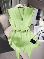 ZANZEA Women Shiny Satin Blouses Elegant Wrapped V-Neck Sleeveless Tops 2025 Summer Office Commuting Belted Party Blusas Mujer - Image 2