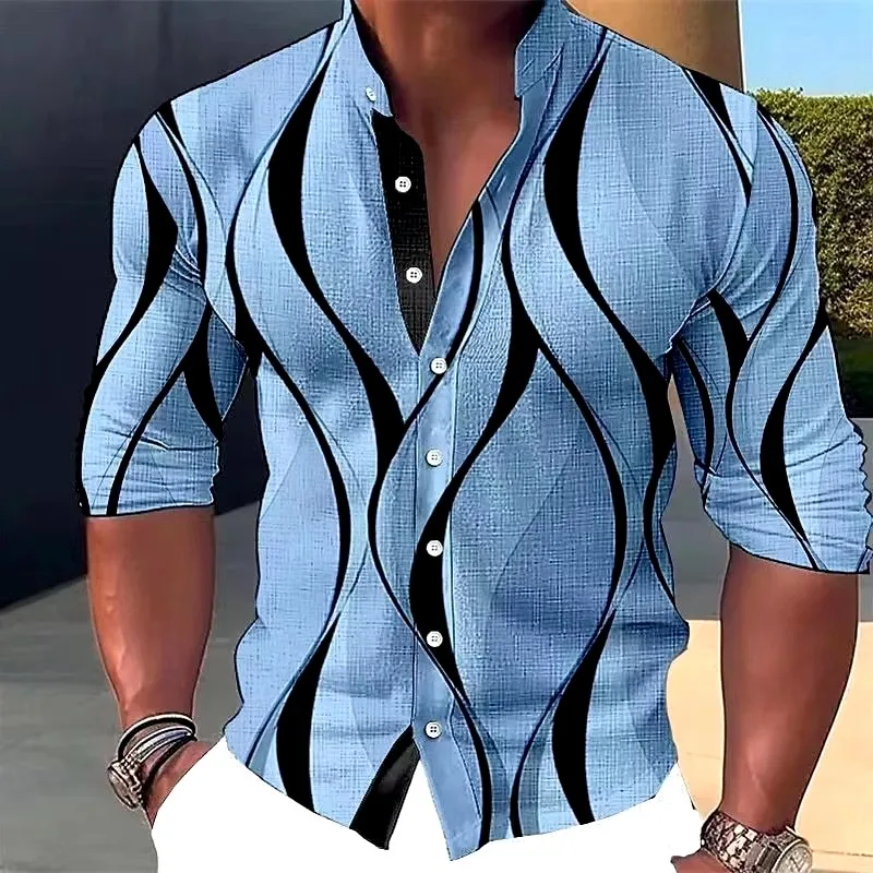 

2024 new long sleeved shirt 3D printed Hawaiian men's hot fashion casual comfortable men's shirt XS-6XL