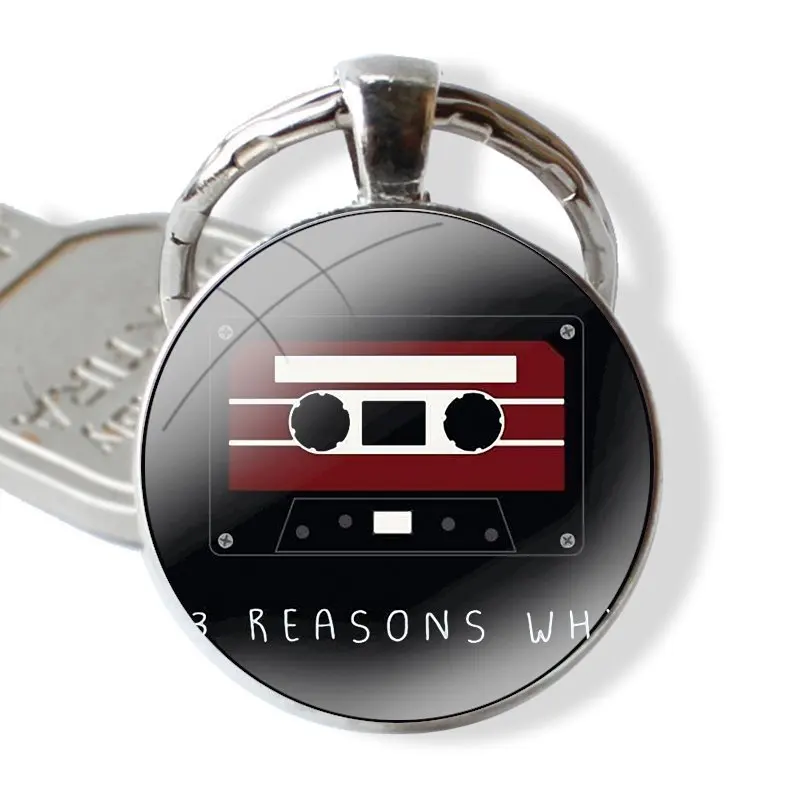 Keychain Handmade Glass Cabochon Key Ring Holder Pendant Key Chains Music Old Tapes Recorder Cartoon Creative Design Fashion