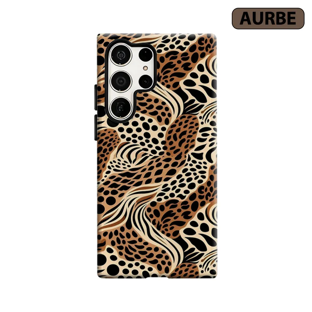 Aurbe Phone Case For Samsung Galaxy S26 S25 S24 S23 Ultra Plus HD Hard Wild Leopard Double Layer Film Cover