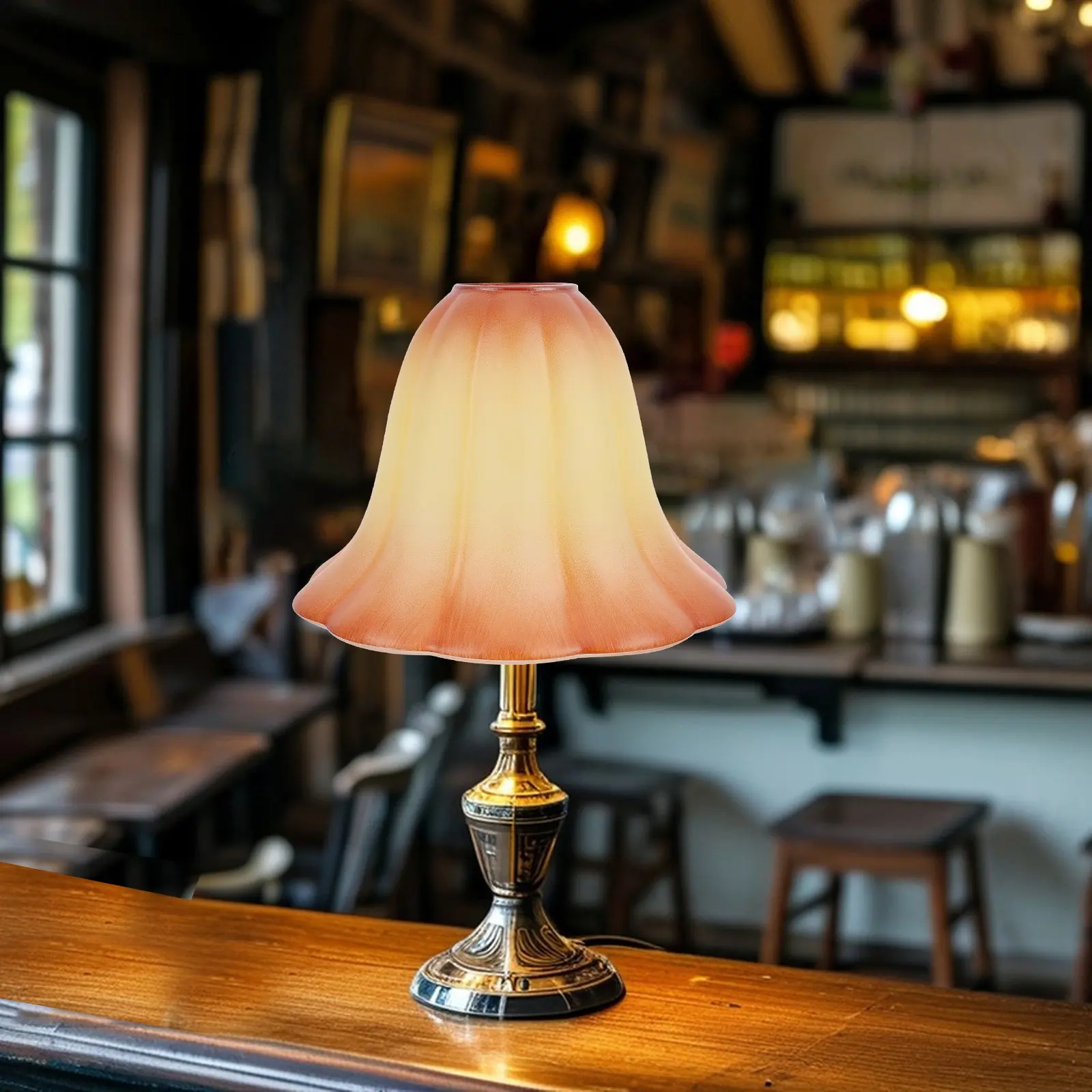 

Tone Frosted Rustic Floral Bell Shaped Glass Lamp Shade for Bedroom Living Room Reading Room Table Desk Lamp