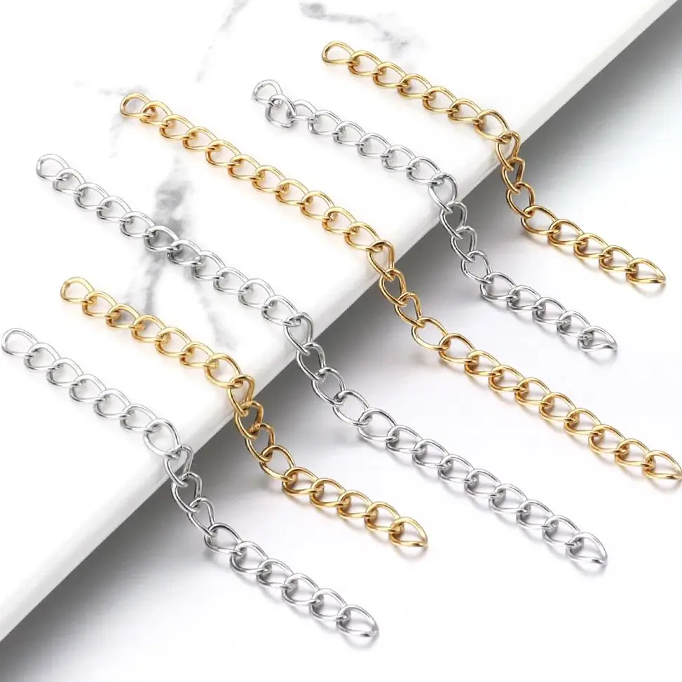 โซ่ต่อสแตนเลส20-40ชิ้น5/7ซม. โซ่หางสำหรับสร้อยคอทำมือ DIY อุปกรณ์เครื่องประดับสร้อยข้อมือทำเครื่องประดับ