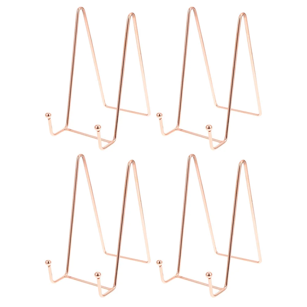 4 Pcs Book Display Shelf Plate Stand Album Bracket Picture Commemorative Rose Gold Photo Holder