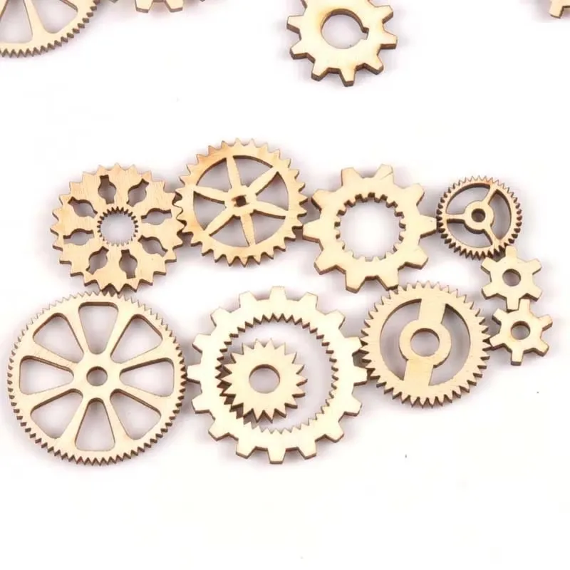 20pcs 13-40mm Mixed Wheel Gear Wooden Ornaments Scrapbooking Wood Decoration DIY Craft Supplies Handmade Accessories m1816