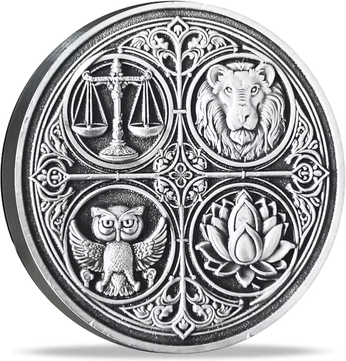 The Four Cardinal Virtues Stoic Coin: Emblem of Christian Ethical Principles — Inspirational Reminder for Stoicism Enthusiasts