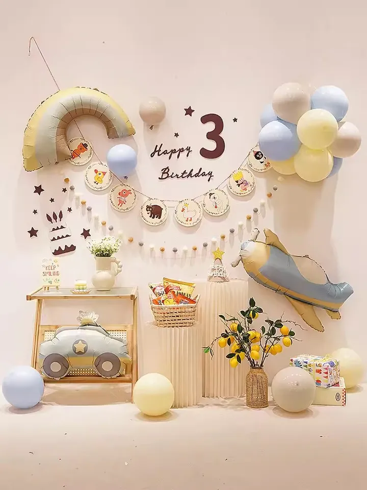 23 Pcs Anniversaire Decoration, Ensemble De Ballons De Décoration, 3 ans Anniversaire Ballons Décoration, Décorations d'Anniversaire Garçons Filles