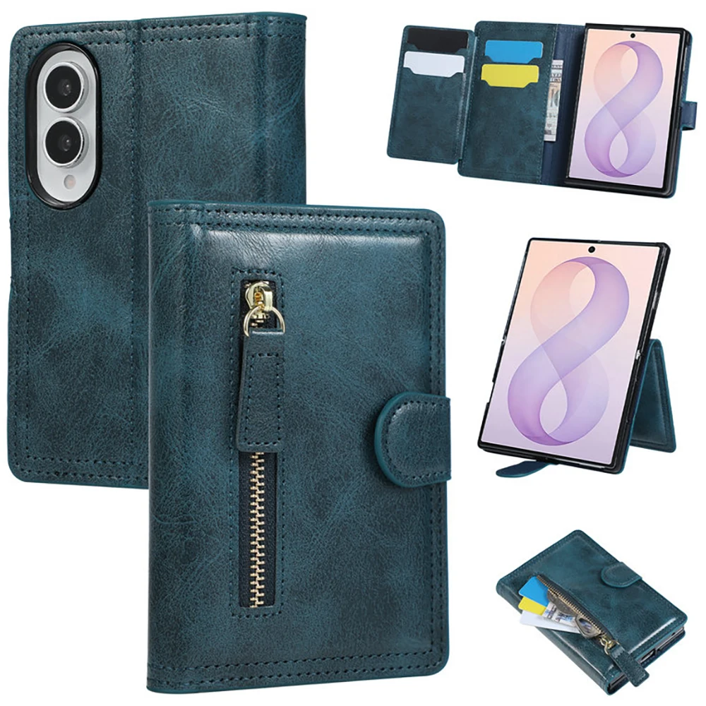 Z Fold8 Wide 5G Luxury Case For Samsung Galaxy Z Fold 8 Zipper Card Leather Flip Cover For Galaxy Z Fold 8 Wide Wallet Funda