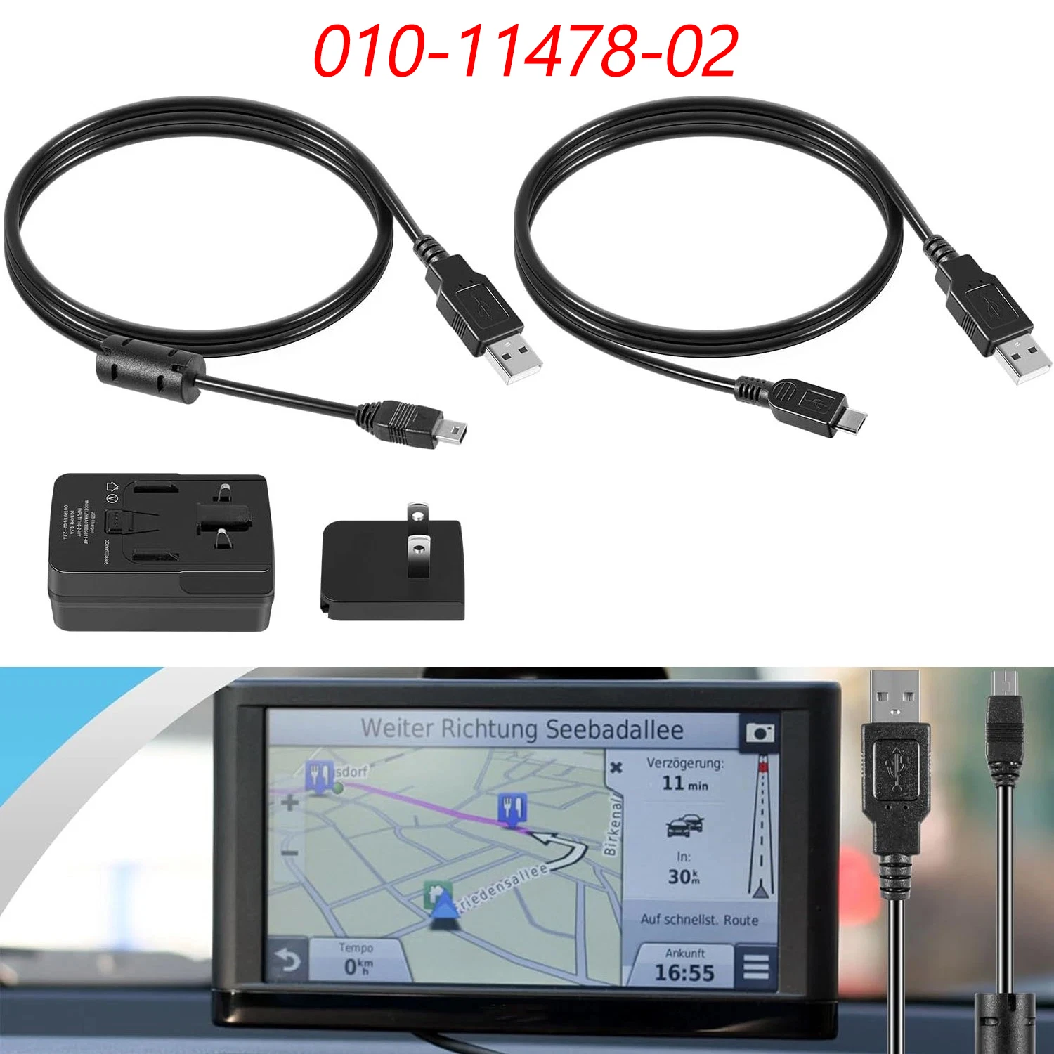 TML 010-11478-02 Комплект кабелей для зарядного устройства переменного тока с адаптером 110 В для Garmin GPS 560LT, 570/760LMT, 2455/2457/2495/2497/2557/2589/2597