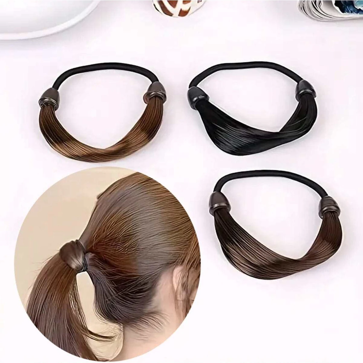 Hair Rope Rubber Band, Artificial Wig Hair Tie, Fashionable Wig Hair Ring, Straight Hair Ponytail Elastic Hair Accessory