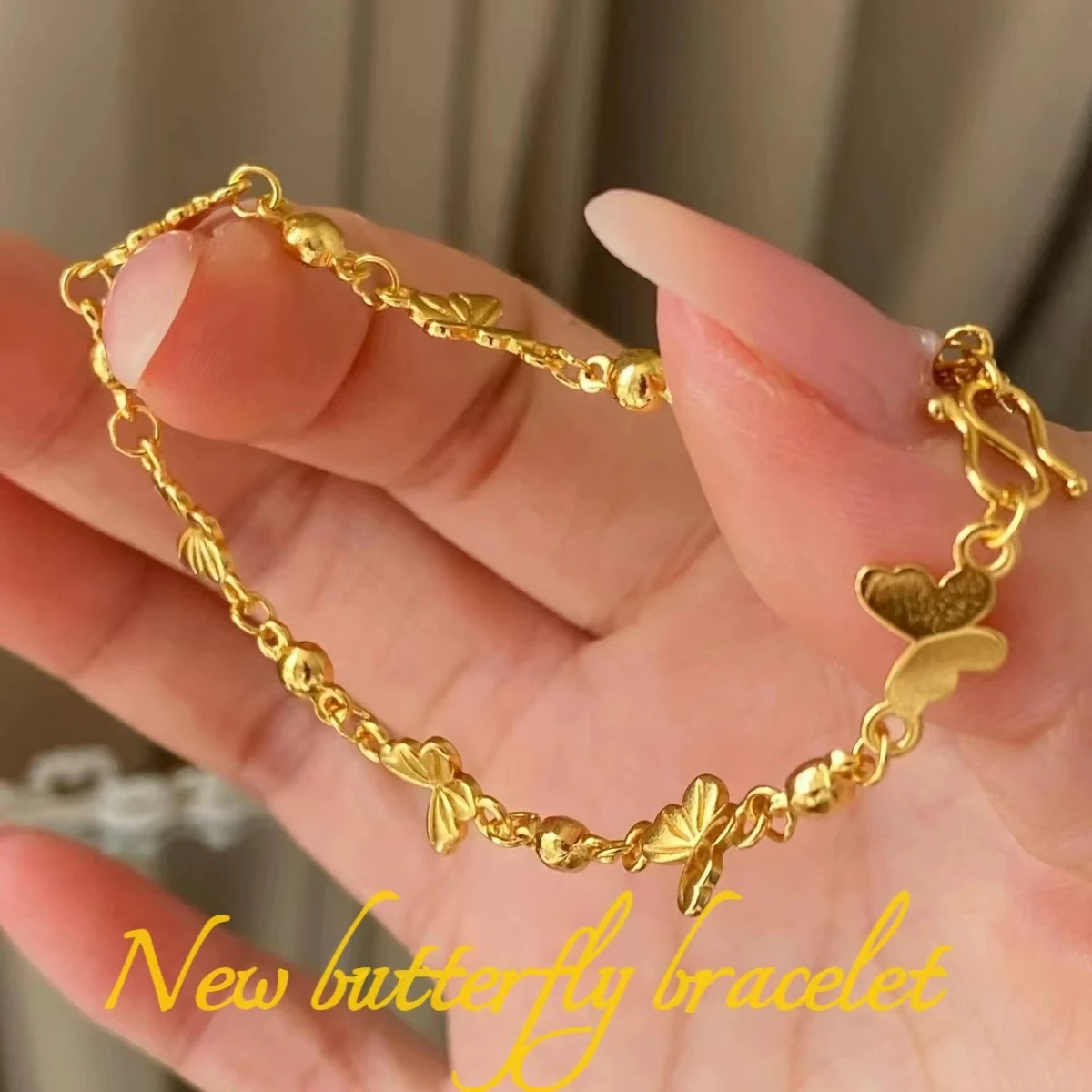 

Bursting with Girlish Charm! Little Butterfly Gold - Plated Bracelet, So Gorgeous It's a Foul