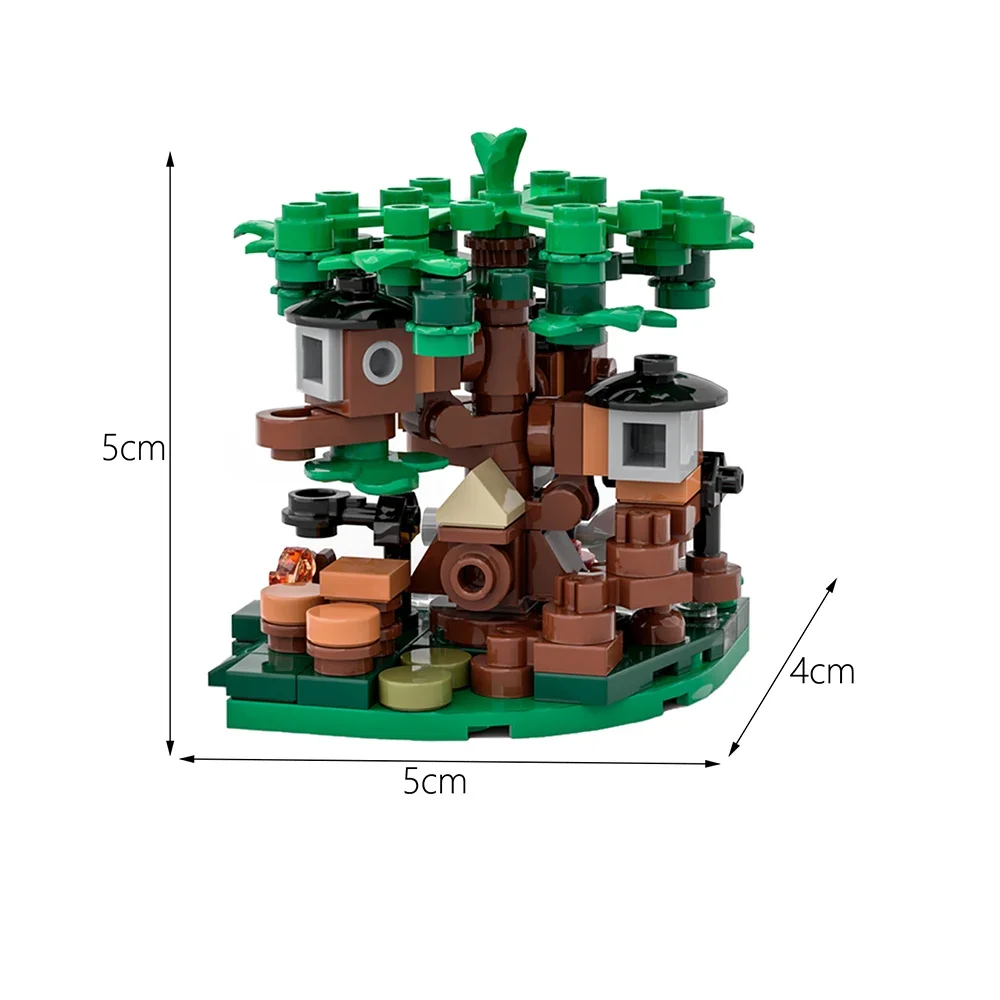 MOC-41111 Średniowieczna wioska Leśna chata Zestaw klocków Mini Model domku na drzewie DIY Puzzle Zabawka na prezent urodzinowy dla dzieci 104 SZTUK