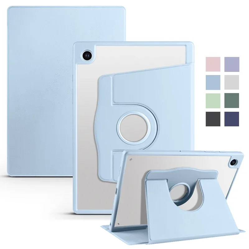 

360° Rotating Flip Leather Tablet Case 11 Inch for Samsung Tab A9 Plus Case Transparent Acrylic Back Shockproof Protect Cover