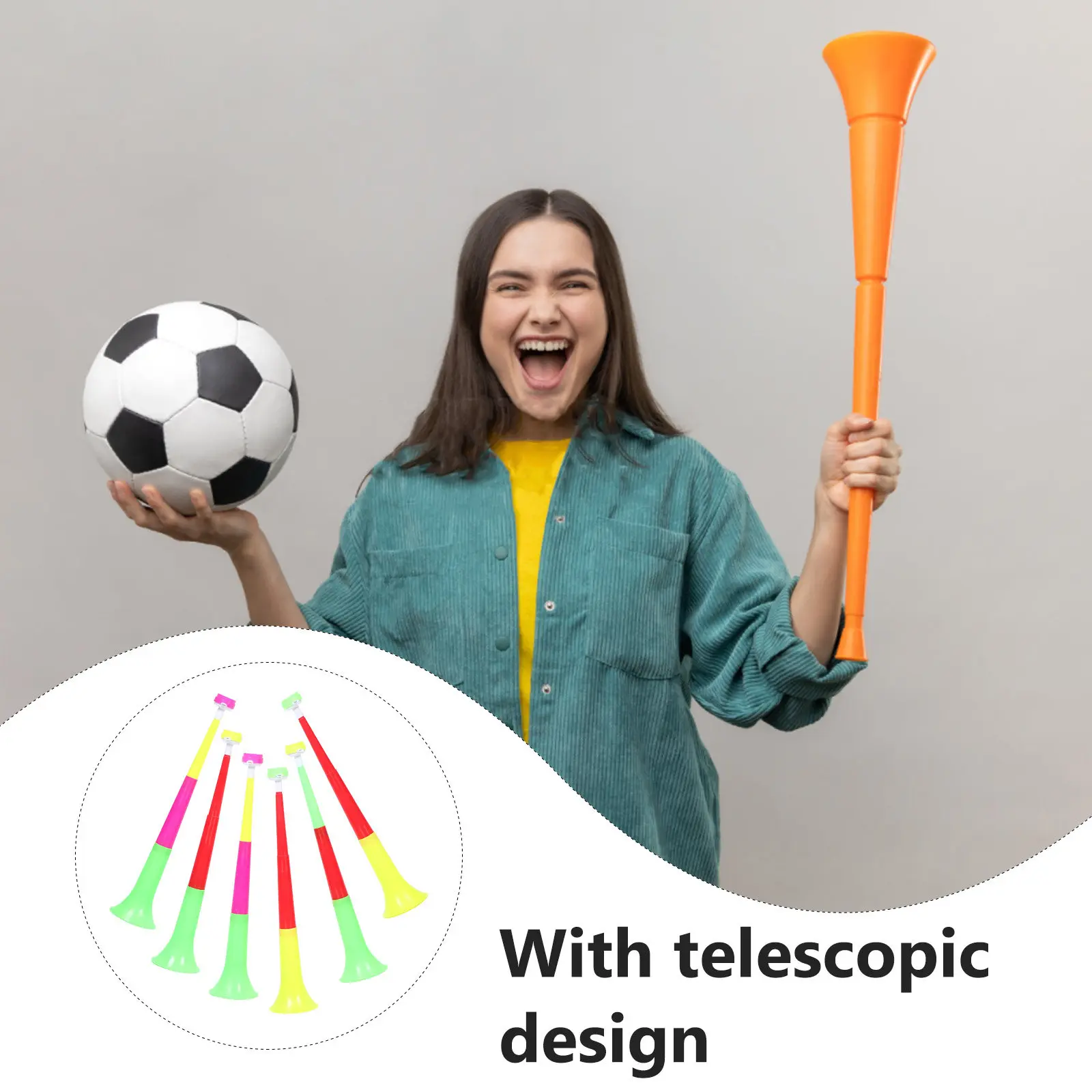 

6Pcs Telescopic Horn Football Game Noise Makers Extendable Soccer Cheer Props Stadium Trumpets Party Accessories