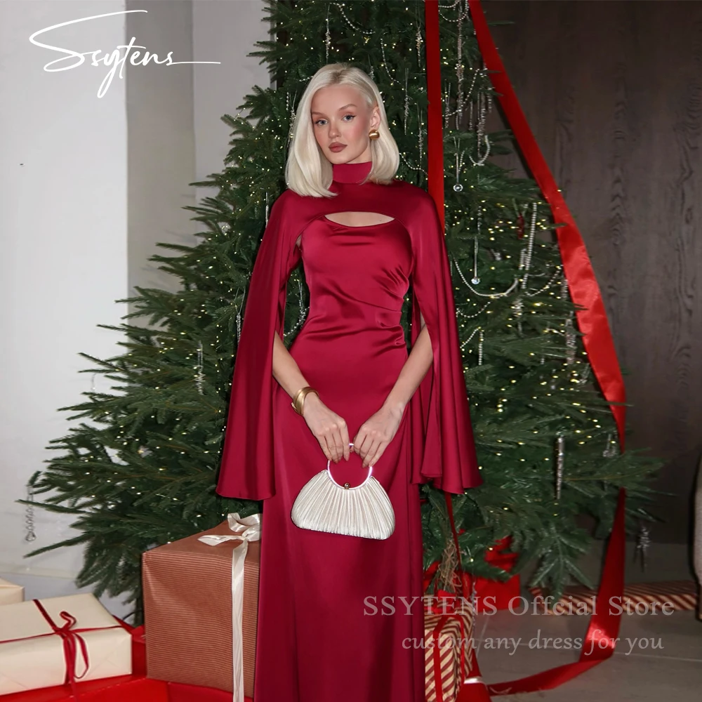 

SSYTENS Красное элегантное платье для выпускного вечера Свадебное платье для женщин Атласное женское платье 2 в 1, элегантное плиссированное вечернее платье по индивидуальному заказу