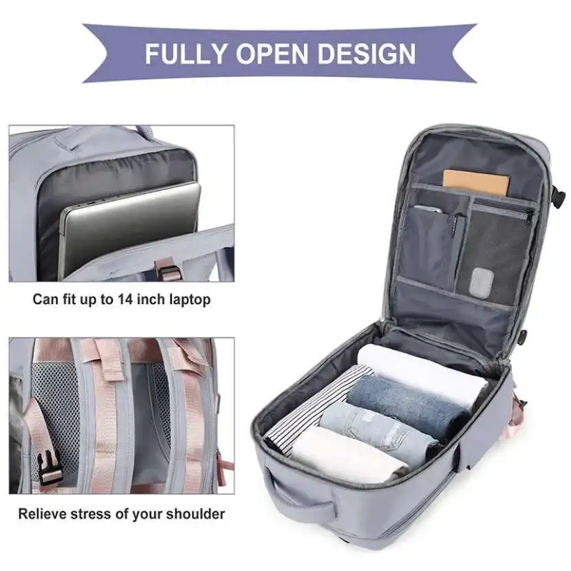 

Air Travel Backpack Functional Woman Lightweight Airplane Backpacks with Shoes Pocket for Women Waterproof Multifunctional Bag