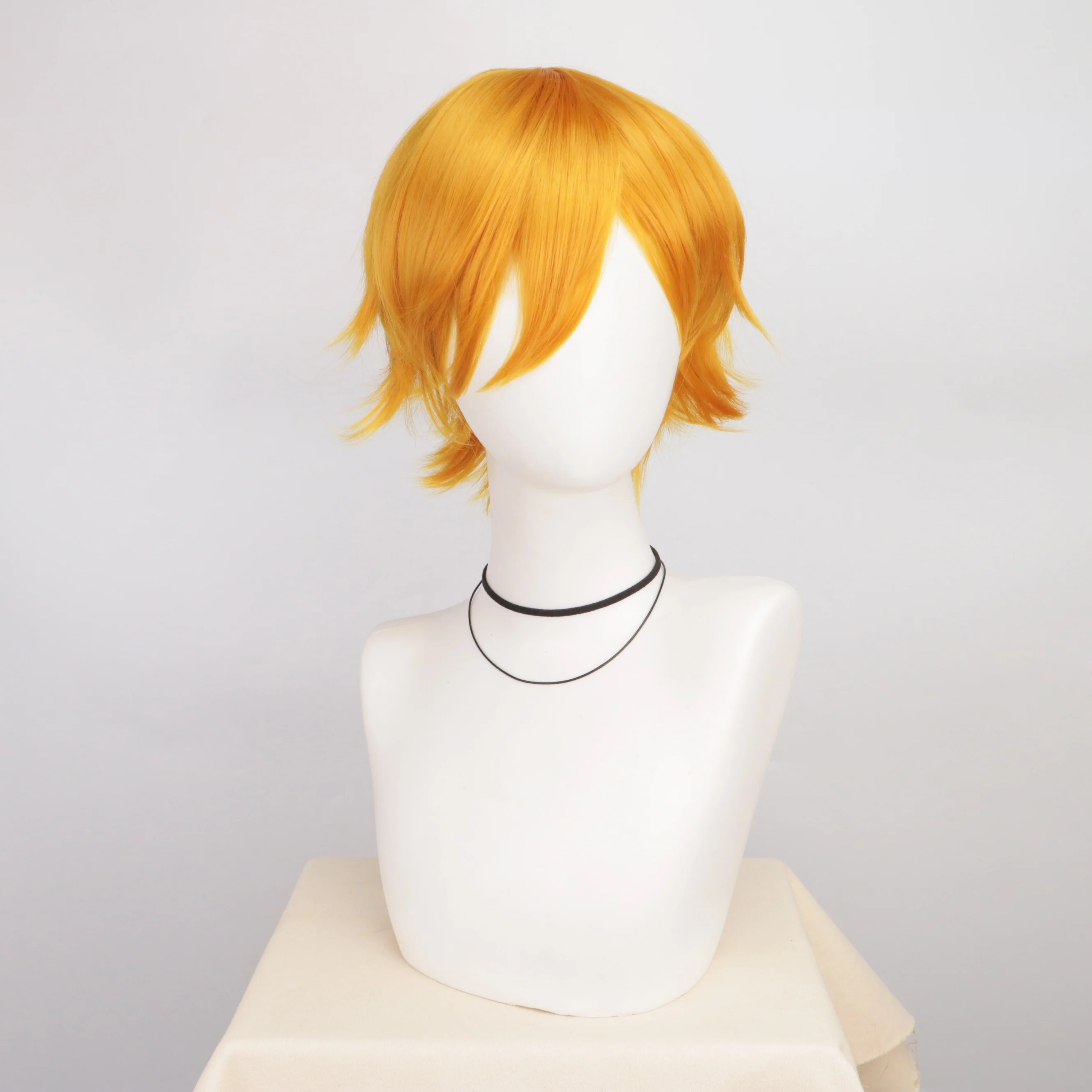 Synthetic Unisex 12 Inches Short Cosplay Hair Party White Red Pink Blonde Orange Yellow Wigs with Bangs Lolita Wig For Men Women image 5