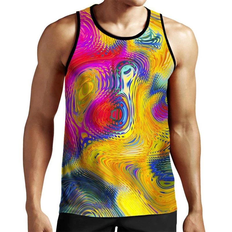 Pop 3D Funny Optical Printed Tank Top Gym Clothing Men Summer Streetwear Basketball Vest Quick Drying Sleeveless T-Shirt Y2k Top