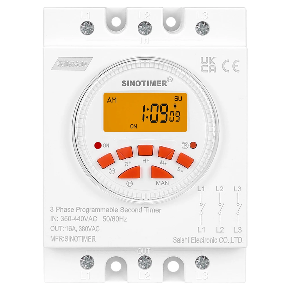 380V Digital Electronic Lighting Daily Timer Switch with 1 Second Interval Timer Switch 28 ON/OFF Timer Settings for Water Pump