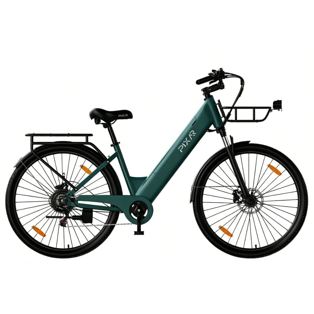 PIXAR C1 PRO City Elektrofahrrad 250W Motor 36V 18Ah Akku Höchstgeschwindigkeit 25 km/h Mit Korb und LCD-Display