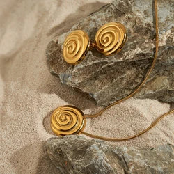ENFASHION Uzu Stud Earrings Round Swirl For Women's Aretes De Mujer Stainless steel 18K Gold Plated Jewelry Dating Party E241563