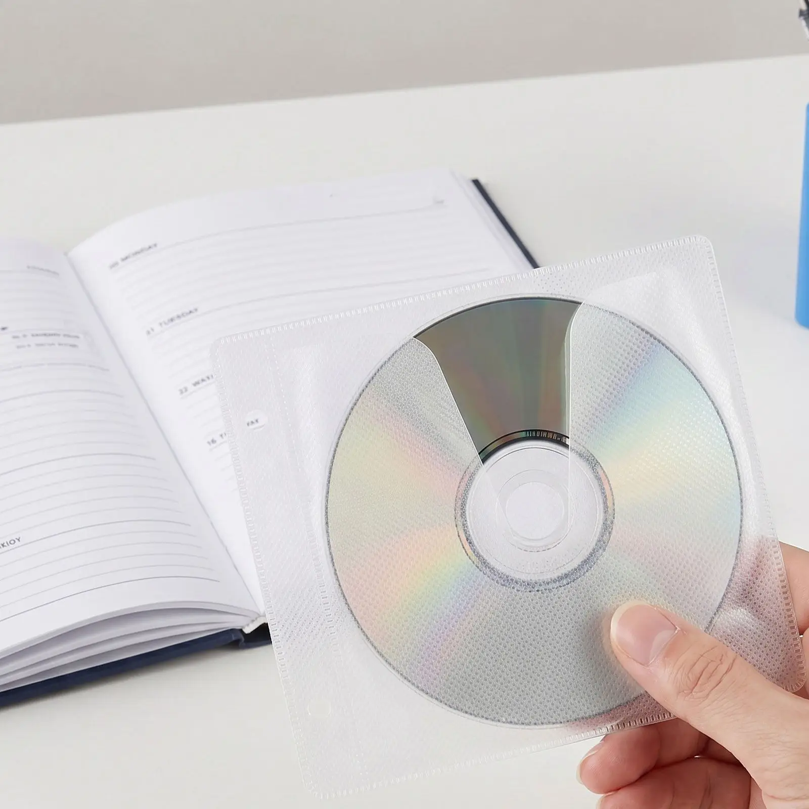 50Pcs Cd Dvd Binder Pages Double Sided Plastic Disc Holder Sheets Refill Pages for Media Storage Organizer Disc Collection