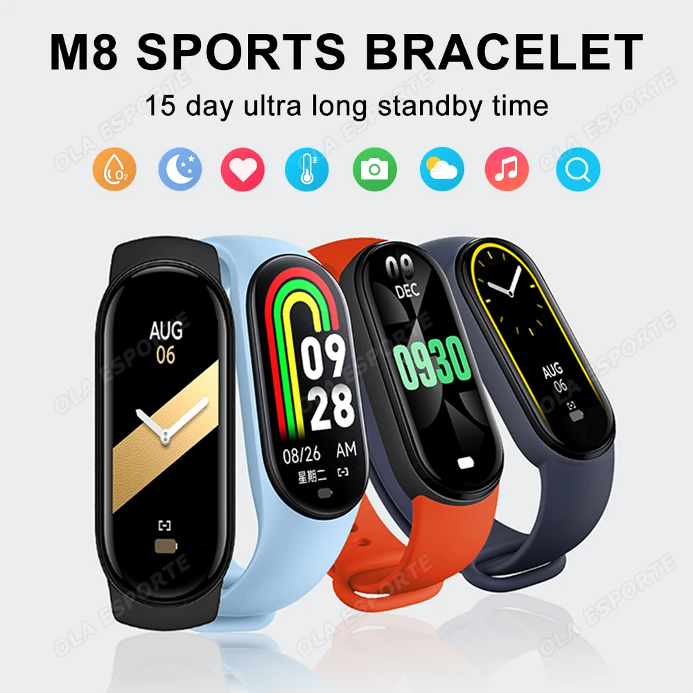 For Men Women Fashion Waterproof Sports Bracelet Full Touch Screen Multiple Sports Modes Smart Watch Heart Rate Sleep Monitoring