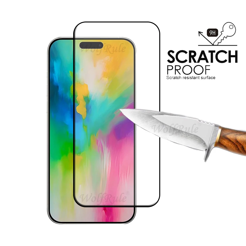 4pcs For iPhone 16 Pro Max Glass iPhone 16 15 14 13 Pro Max Glass Protective Full Cover Glue Screen Protector iPhone 16 Pro Max