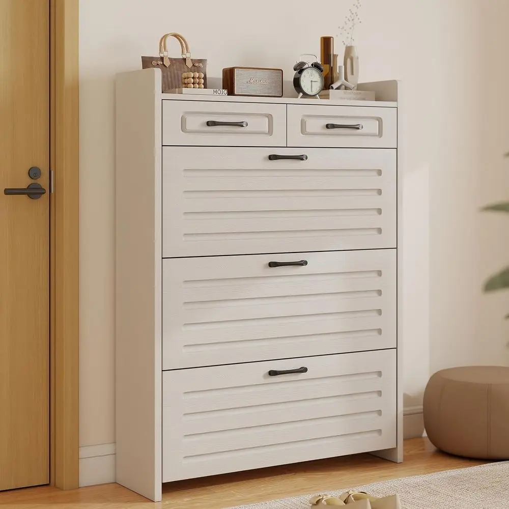 

3-х уровневые широкие ящики для губ и 2 ящика для хранения обуви, тонкий органайзер для прихожей/прихожей, белый