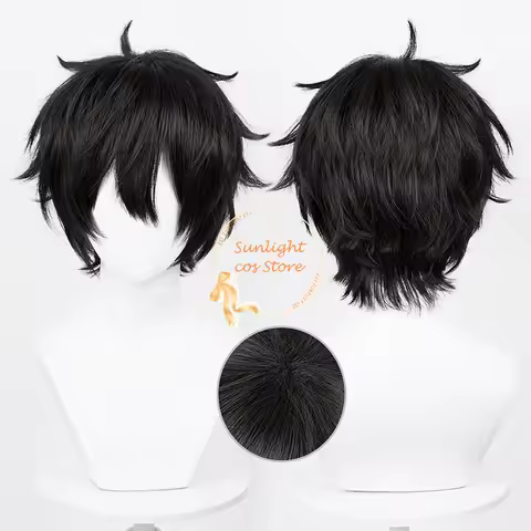 Anime Monkey D Luffy Cosplay Wig Men Short Fluffy Black Luffy Wigs Heat Resistant Synthetic Hair Halloween + Wig Cap