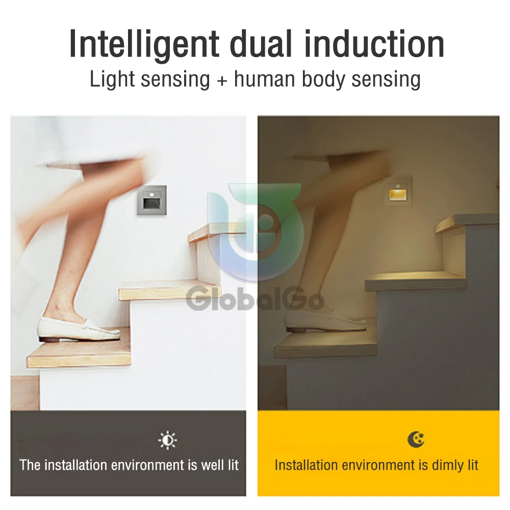 Luz de sensor de movimento AC110V-240V luz infravermelha de indução do corpo humano luz noturna LED PIR sensor de escada corredor Foyer iluminação