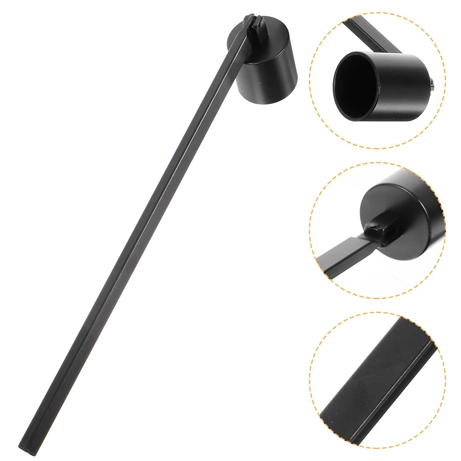 أداة Snuffer من الحديد الأسود مصقولة للغاية لإطفاء الشموع بأمان للاستخدام في ديكور المنزل لحفلات الزفاف