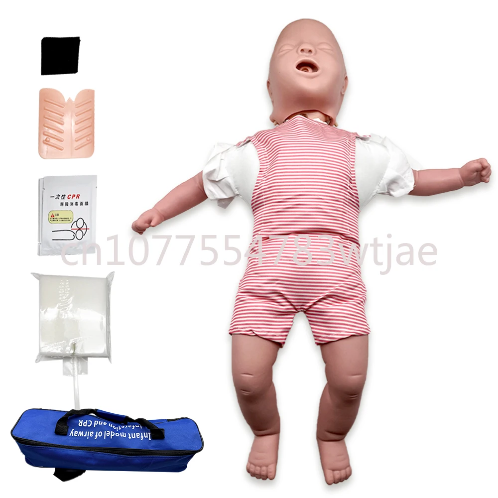 

Newborn cardiopulmonary resuscitation emergency training, infant infarction emergency care, infarction simulation person