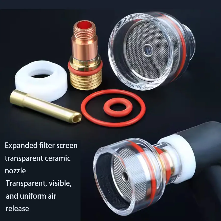 Argon arc welding ceramic nozzle accessories transparent guide body tungsten needle clip 2.4 3.2 gasket filter screen