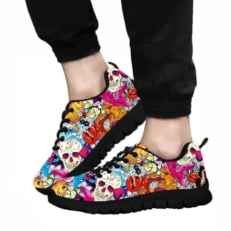 

Мужские кроссовки с градиентным узором в виде черепов, повседневные уличные кроссовки, темно-синие модные кроссовки с черепами, на шнуровке, вулканизированная подошва