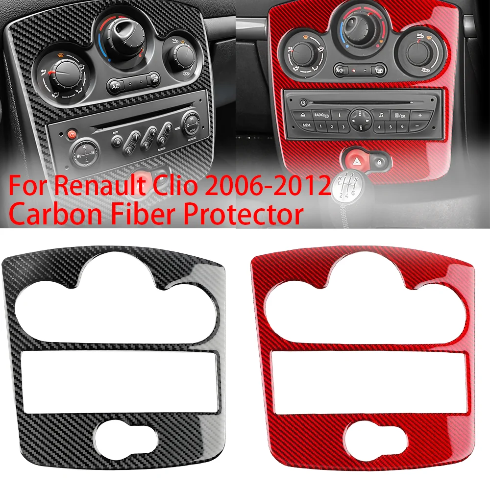 

Центральная консоль автомобиля, CD-панель переменного тока для Renault Clio 3 2006-2012, защитная рамка из углеродного волокна, наклейка, аксессуары для авто украшения