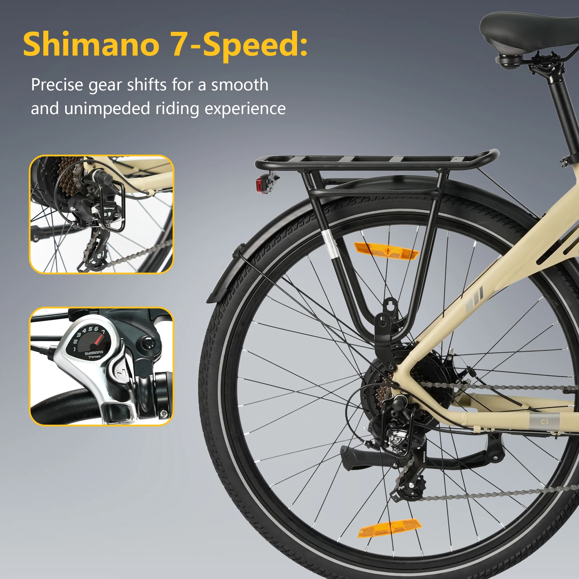Bicicleta eléctrica TTGO 250W con batería extraíble y 7 velocidades - imagen 4