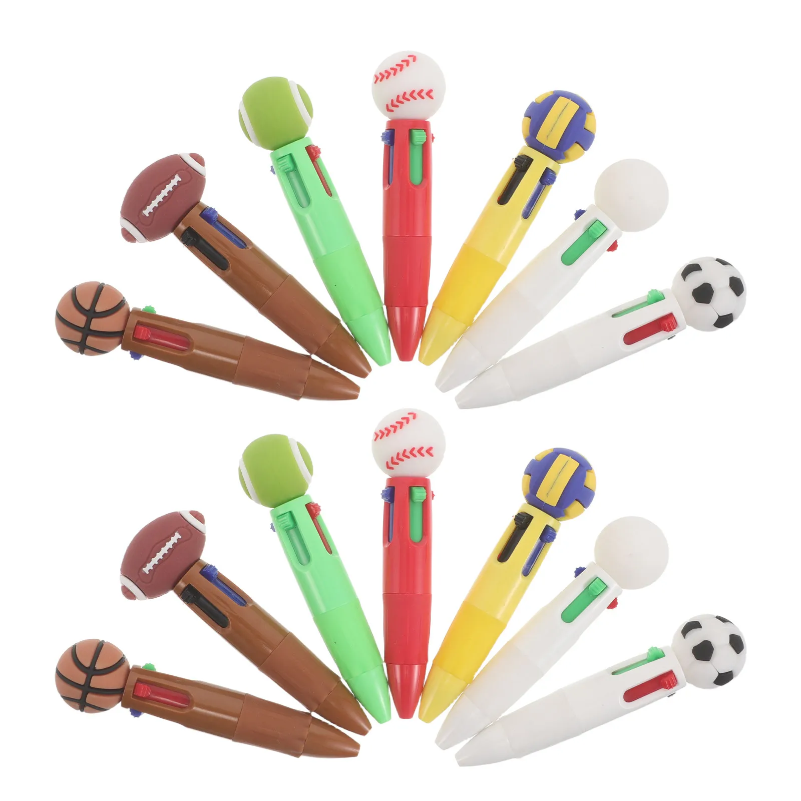 14Pcs Sports Ballpoint Pens Mini Retractable Assorted Soccer Baseball Rugby Basketball Tennis Themed Party Favors School