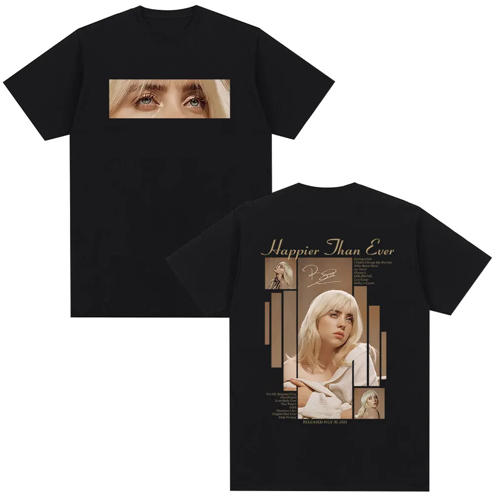 سعيد من أي وقت مضى 2025 تي شيرت الرجال النساء موضة الهيب هوب موسيقى البوب قصيرة الأكمام تي شيرت القطن المتضخم تي شيرت الشارع الشهير