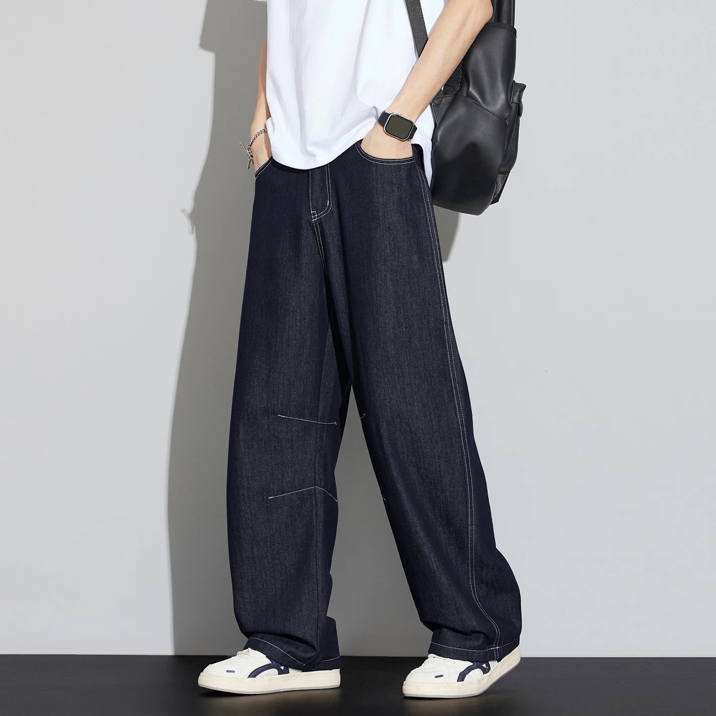 2026 Autumn Men's Trendy High Street Style Loose Retro Lyocell Tencel Denim Pants