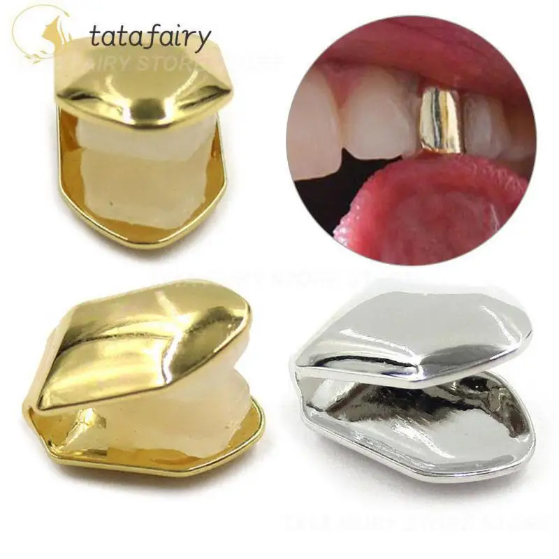 Single Tooth CAPs Hip Hop Grills for Teeth Mouth Rapper Party Accessories Gold Plated Small Single Tooth Caps False Teeth