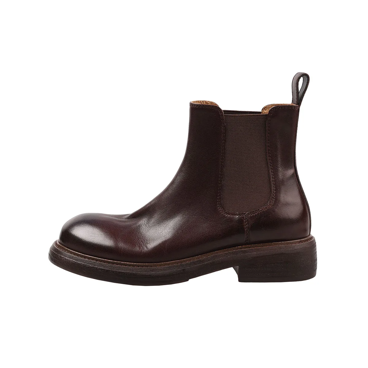 

Arden Furtado 2025 Autumn platform Cowhide Chelsea boots Round Toe pull-on Middle heel short boots large size Commuter boots