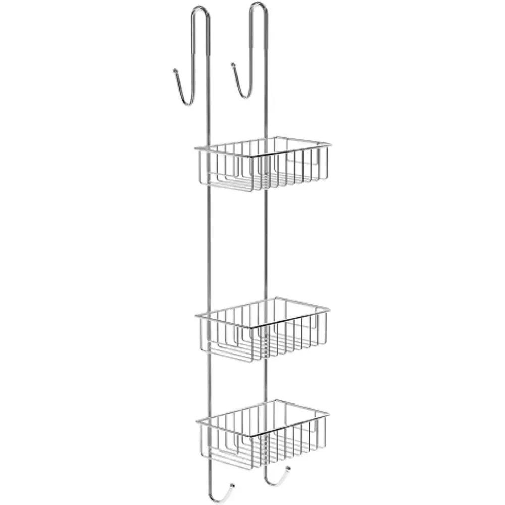 

Shower Caddy Hanging - 3-Tier Over Door Shower Basket Chrome-Plated - No Drilling Required - Fits Shower Screens up