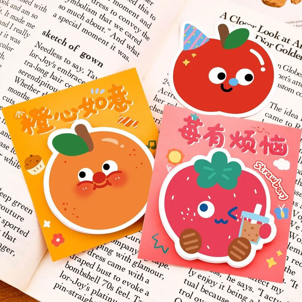 30Pcs/Set Paper Thickness Fruit Text Stickers Paper Strong Viscosity Notes Notepad Not Easily Damaged Sticky Notes Student