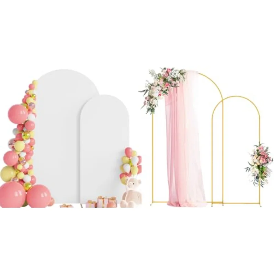 

Wokceer Wedding Arch Backdrop Stand and Cover Set of 2 Metal Arch Stand with Arch Cover White 7.2FT 6FT for Birthday Party Wedd