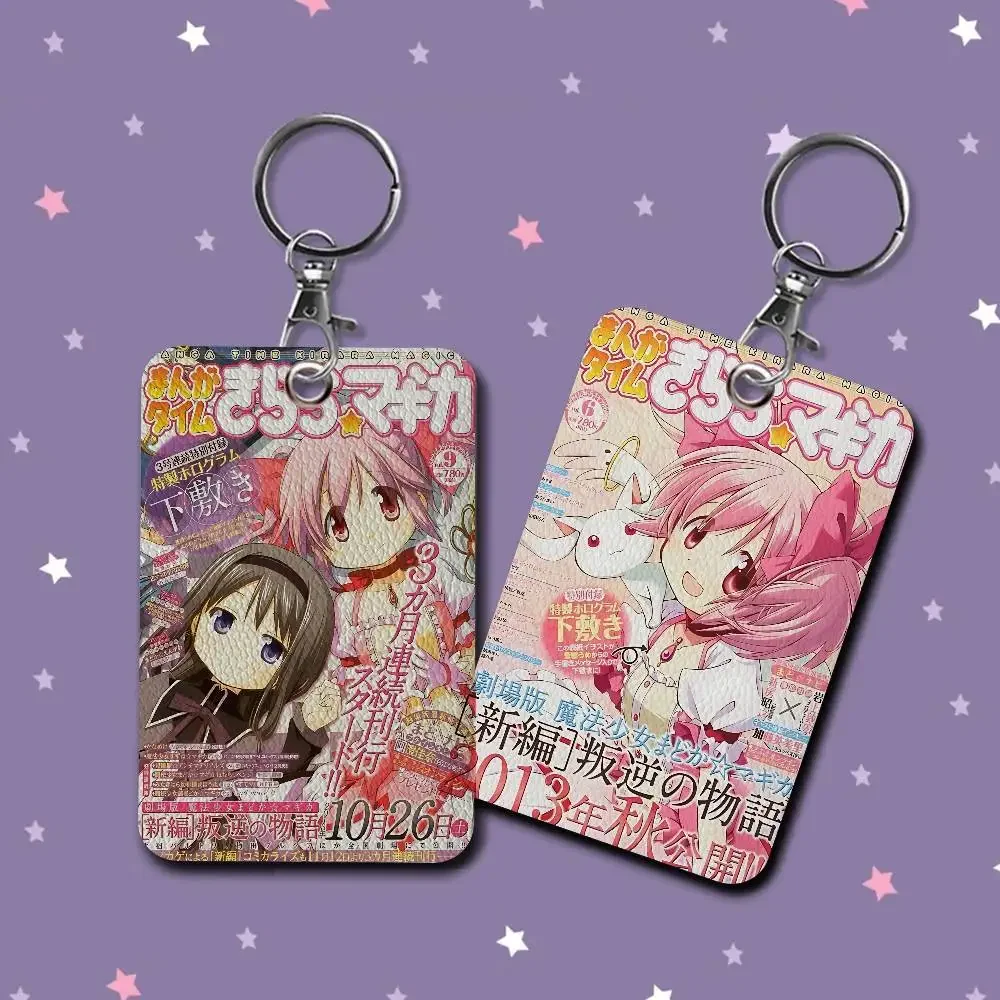 Puella Magi Madoka Magica حامل بطاقة مناسبة للبنك الأعمال حامل بطاقة العمل بطاقة الهوية الائتمانية شارة حقيبة حامل المفاتيح #2
