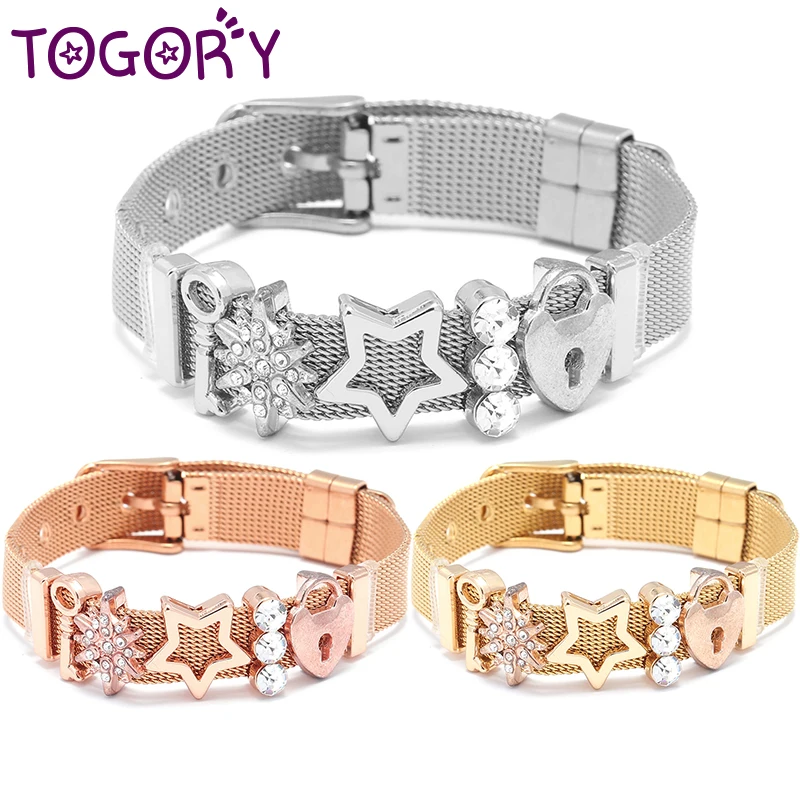 10 مللي متر الحب مفتاح القفل الخرز شبكة من الاستانلس استيل أساور Charm بها بنفسك سحر حارس أساور الإسورة للنساء صديقة الرجال المجوهرات