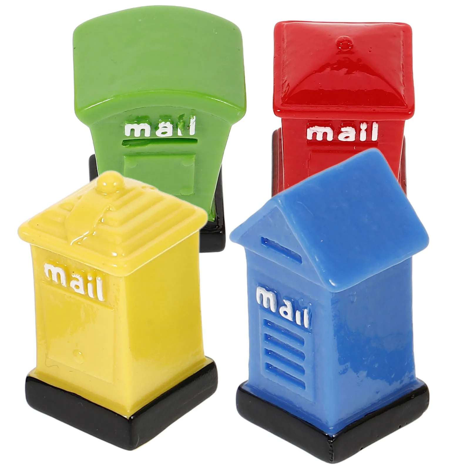 4 Stück kleine Briefkasten, Ornamente, Harzmaterial, sicher, langlebig, Miniatur-Landschaftsbau-Dekoration, Mini-Briefkasten, Miniatur-Briefkasten